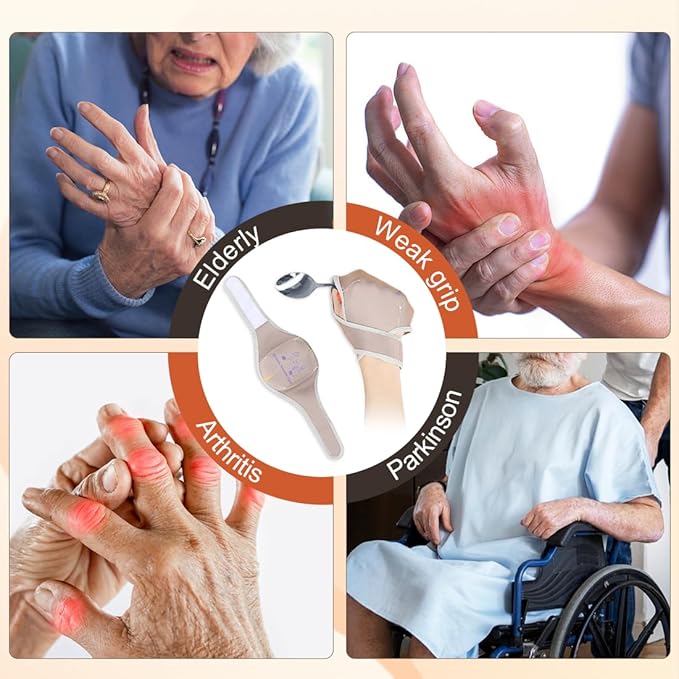 Universal Elastic Utensil Holder Cuff,Hand Strap for Holding Adaptive Utensils,Suitable for Elderly, Parkinson's,Arthritis,Weak Grip or Limited Mobility People (pack of 2 Count)