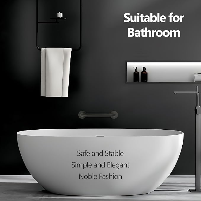 Shower Grab Bar, 2 Pack 12 Inch Black Bathroom Grab Bar, 1.25" Diameter 304 Stainless Steel Grab Bars for Bathtubs and Showers, Handicap Shower Grab Bar for Seniors Elderly