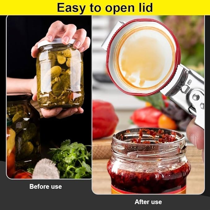 2Pcs Adjustable Stainless Steel Jar Opener for Seniors, Manual Can Opener & Bottle Opener Set for Weak Hands, Easy Grip Jar Opener Gripper for Arthritis and Limited Hand Strength