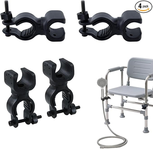 4 PCS Handheld Shower Head Holder, Elderly Bath Chair Handheld Shower Head Holder Attachment for Shower Chair, Non-Slip Stand and Adjustable Attachment for Seniors and Disability Safety
