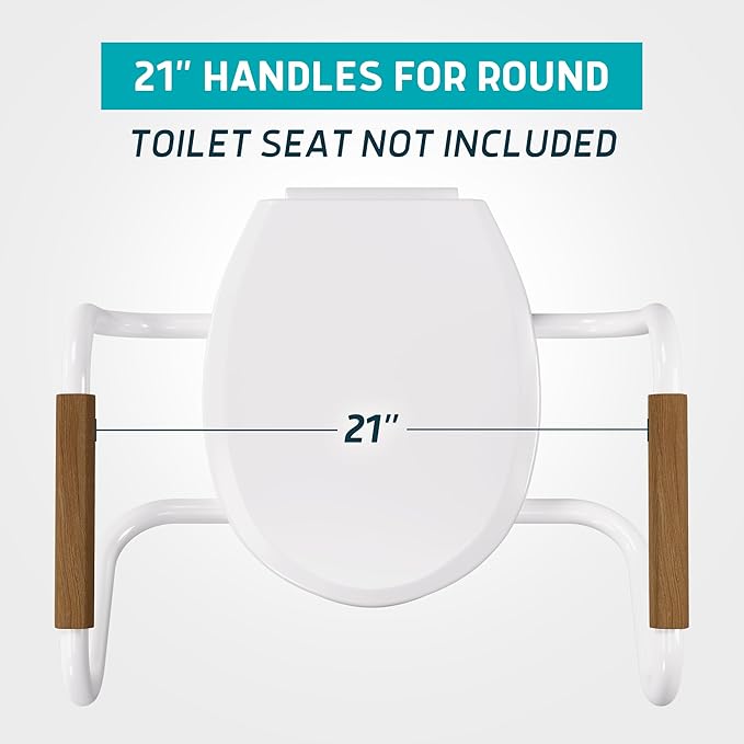 Lunderg 21" Handrails Replacement for Round Raised Toilet Seat - Raised Toilet Seat Not Included