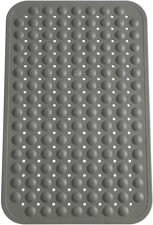 Minimalist TPE Bathtub Mat Non Slip for Tub & Shower, Bath Mat with Strong Suction Cups, Soft Comfortable Shower Mat, Quick Drain Holes, Machine Washable, Large Grey Mats, 27.5’’ x 16’’
