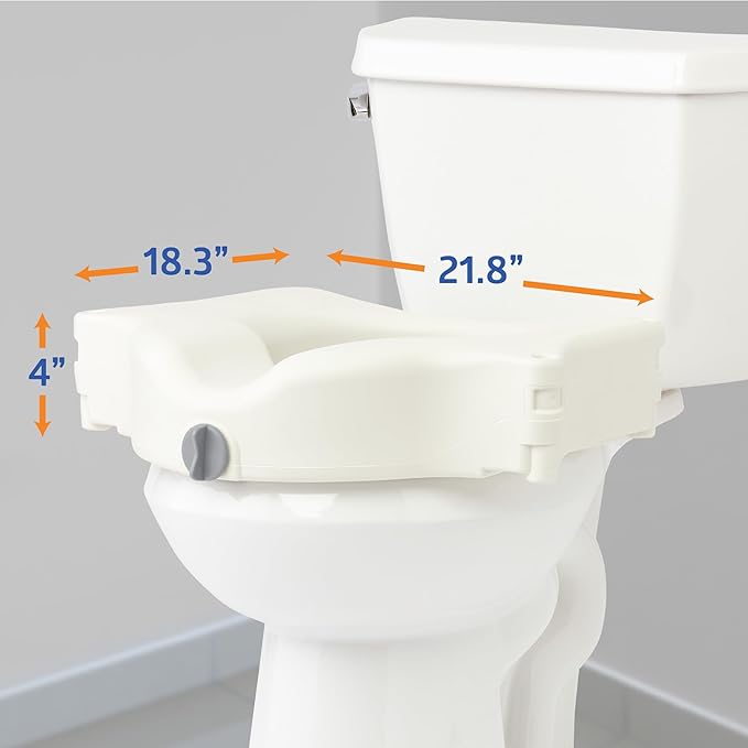 Medline Bariatric Raised Toilet Seat, Locking, 3.5 Inch, 600 lb Weight Capacity, Retail Packaging - Comfortable & Secure Solution for Heavy Individuals