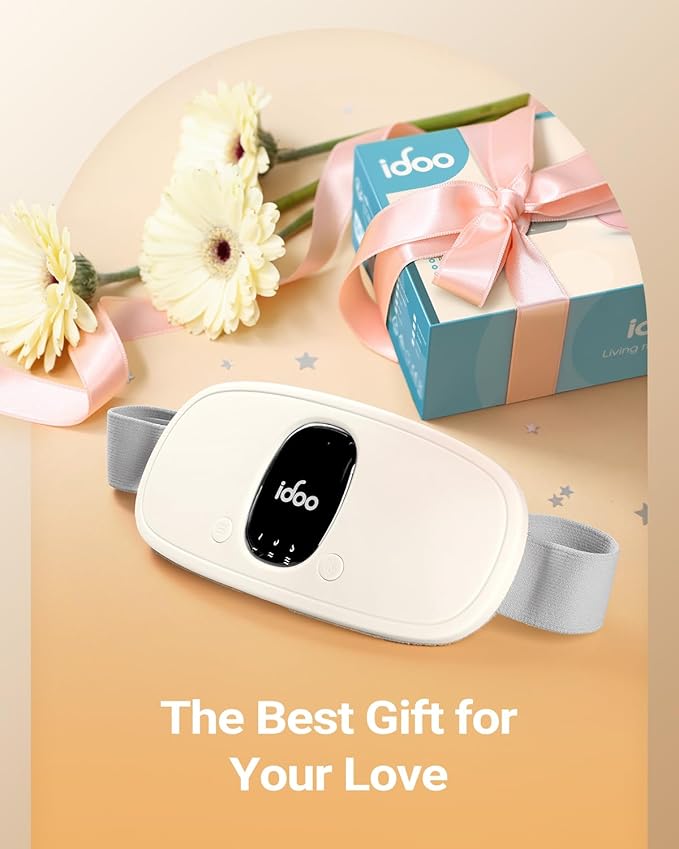 iDOO Portable Heating Pad for Period Cramps, FSA Eligible Item, Gifts for Women Girlfriend Mom Wife, Back Belly Heat Pad for Menstrual Pain Relief, with 3 Heat Levels 3 Massage