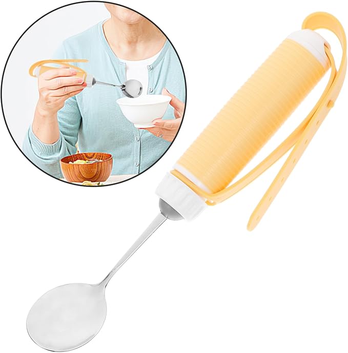 Anti-Shaking Spoon for Seniors Adaptive Non-Slip Utensil with Swivel Design Ergonomic Stainless Steel Fork for Weak Hands Adjustable Dining Aid