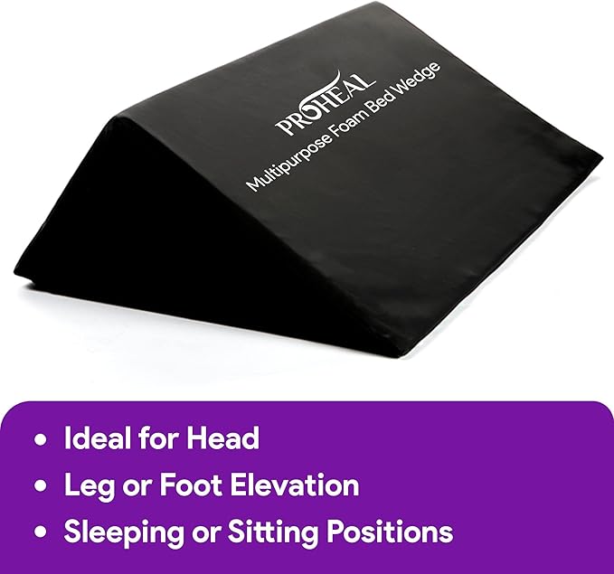 Foam Bed Wedge Pillow, Multipurpose - Perfect for Leg and Back Elevation - Anti Snore, Anti Acid Reflux - Relieves Shoulder Pain - 23" x 23" x 7"