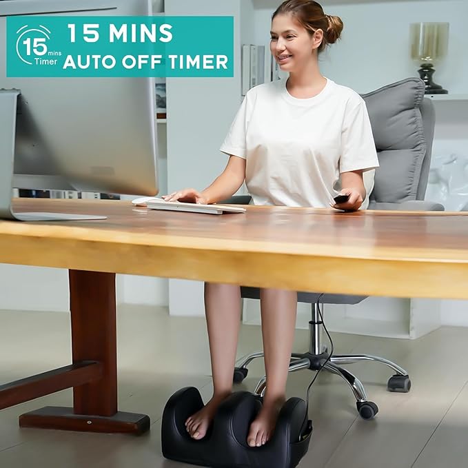 MASGRE Foot Massager with Heat, Shiatsu Kneading Feet and Calf Massagers for Relaxation, Relief for Tired Muscles & Plantar Fasciitis Relief, Deep Tissue Massage, Gifts for Mom & Dad, Wired Remote