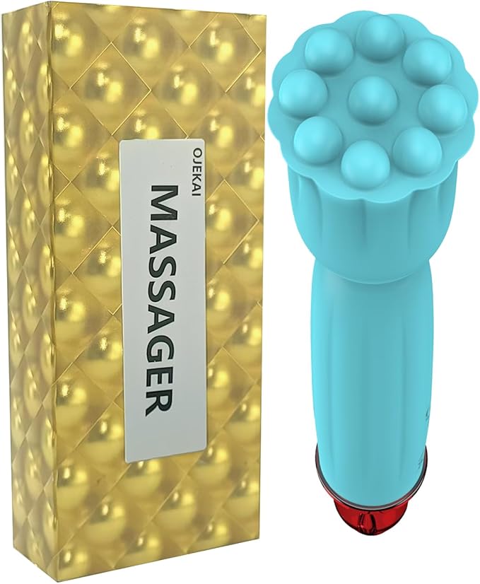 Mini Handheld Massager, IPX65 Waterproof Portable Massager with Soft Silicone, Full Body Muscle Relief for Head, Face, Neck, Shoulder & Back, USB Rechargeable, 10 Adjustable Modes & Speeds, Blue