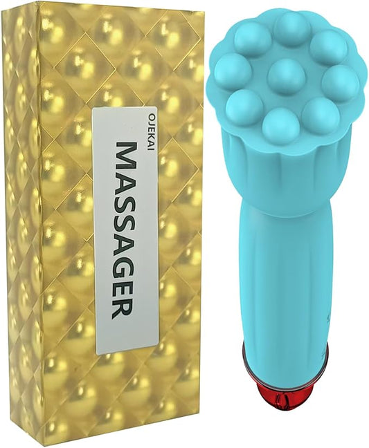 Mini Handheld Massager, IPX65 Waterproof Portable Massager with Soft Silicone, Full Body Muscle Relief for Head, Face, Neck, Shoulder & Back, USB Rechargeable, 10 Adjustable Modes & Speeds, Blue
