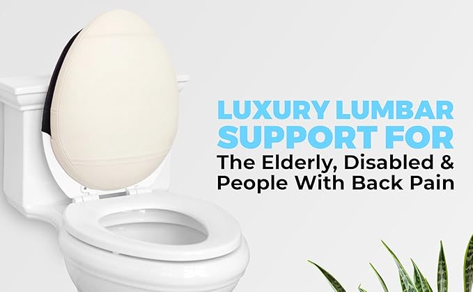 Toilet Lid Back Support Cushion for Seniors, Disabled, Postpartum Mothers, Back Surgery Recovery & Mobility Issues | Water-Resistant, Easy Slip-On, Fits All Round & Oval Toilet Lids