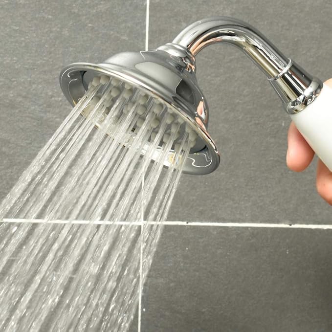 ENGA Vintage Hand-held Shower Rain Sprayer Telephone Shaped Ceramic Shower Head with 59 Inch Hose for Bathroom (Chrome Finish)