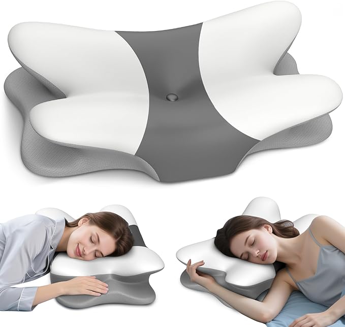 Cervical Neck Pillow for Pain Relief - Ergonomic Side Sleeper Pillow for Neck Support, Cooling Memory Foam Pillows for Sleeping, Contour Pillow Orthopedic Bed Pillow for Back Stomach Sleepers