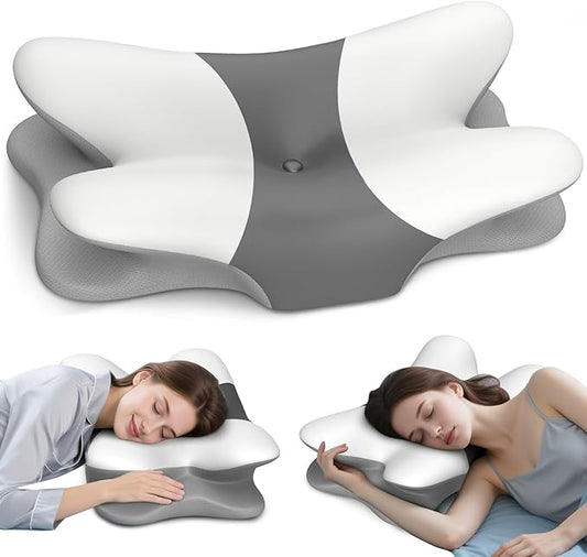 Cervical Neck Pillow for Pain Relief - Ergonomic Side Sleeper Pillow for Neck Support, Cooling Memory Foam Pillows for Sleeping, Contour Pillow Orthopedic Bed Pillow for Back Stomach Sleepers