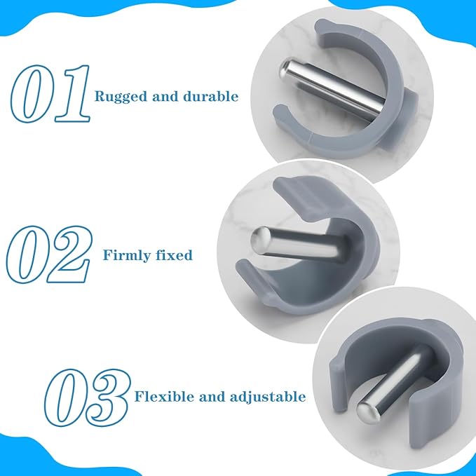 4 Pack Folding Walker C Type Clips Replacement for Toilet Safety Rails - Tube Pin Lock Brackets Parts for Rolling Walker, Adjustable Toilet Frame, Raised Toilet Seat with Handles (Fits 1'' OD Pipe)