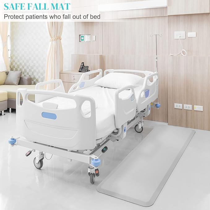 70"x24"x3/4" Thick Medical Bedside Fall Safety Protection Floor Mat for Elderly Senior Handicap,Reducing Injury Risk and Impact, Prevent Bed Falling, Anti Fatigue, Non-Slip Beveled Edge