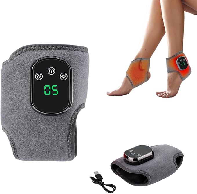 Portable Foot and Ankle Massager with Heat – 3-Speed Vibration & 5-Temperature Settings, Wireless for Pain Relief, Swelling, Plantar Fasciitis, Travel & Home Use, Gift (1)