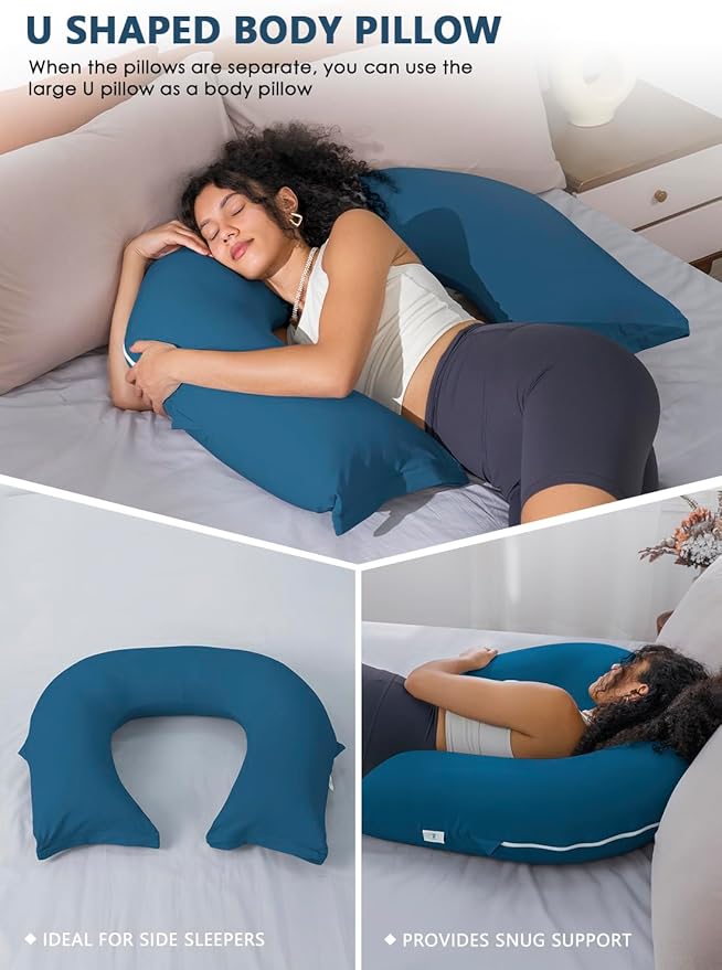 INSEN Reading Pillow, Back Pillow for Sitting in Bed and Couch, Gaming Pillow for Adults, Sit Up Support for Bed, Soft Jersey Cotton, Blue