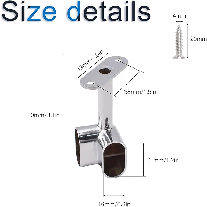 INCREWAY Corner Closet Rod Support Bracket, 2PCS 90 ° Heavy Duty Wardrobe Accessories Clothes Rail Flange Seat for Cabinet Wardrobe in Bedroom Bathroom, Silvery