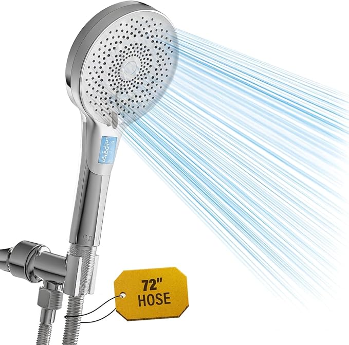 High Pressure Shower Head with Stainless Hose & Adjustable Bracket - 3-mode Handheld ShowerHead- Removable & Adjustable Overhead Spray,(Shower Head+hose+holder, Chrome)