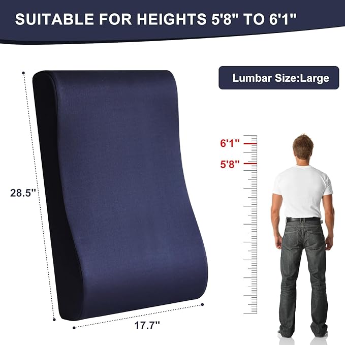 HAVARGO 2-in-1 Neck Pillow Lumbar Support Pillow for Recliner Couch& Glider Chair - High Resilient Foam Ergonomic Back Support for High-Back Rocking Chairs, Glider Rocker Replacement Cushions Navy L