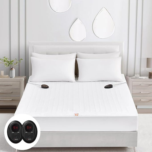 Bwarm Electric Heated Mattress Pad Queen Size, 60" x 80", Bed Warmer, 9 Heat Settings, 1-12 Hours Auto Off, Deep Pocket, Fast Heating, Machine Washable, Soft and Cozy