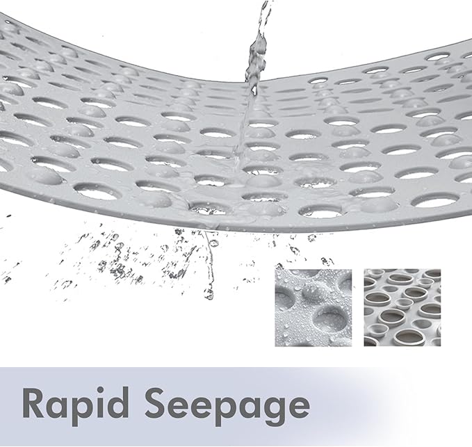 Tiamo Non Slip Large Shower Mats for Inside Shower 20.87" x 33.86",TPE Bath Mat for Outside Shower,Extra Large Bathtub Mat with Suction Cups and Big Drain Holes,Grey