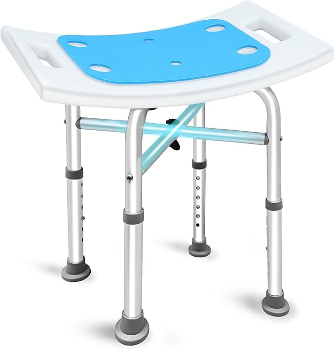 Bcareself Shower Stool Heavy Duty Shower Chair for Inside Shower Narrow Bathtub Shower Saet Height Adjustable Tool-Less Assembly for Elderly Seniors Disabled Handicap Pregnant Weight Capacity 500lb