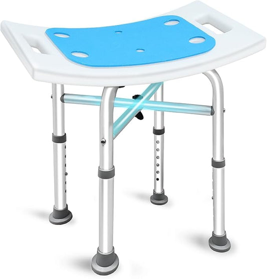 Bcareself Shower Stool Heavy Duty Shower Chair for Inside Shower Narrow Bathtub Shower Saet Height Adjustable Tool-Less Assembly for Elderly Seniors Disabled Handicap Pregnant Weight Capacity 500lb