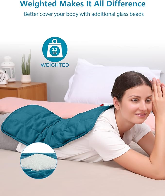 Comfytemp Weighted Heating Pad for Back & Period, FSA Eligible Electric Heat Pad, Birthday Gifts for Women Men Mom Dad & Mother Day Gift, 2.2 lb HSA Neck Shoulder Heated Pad, 2H Auto-Off, 12x24