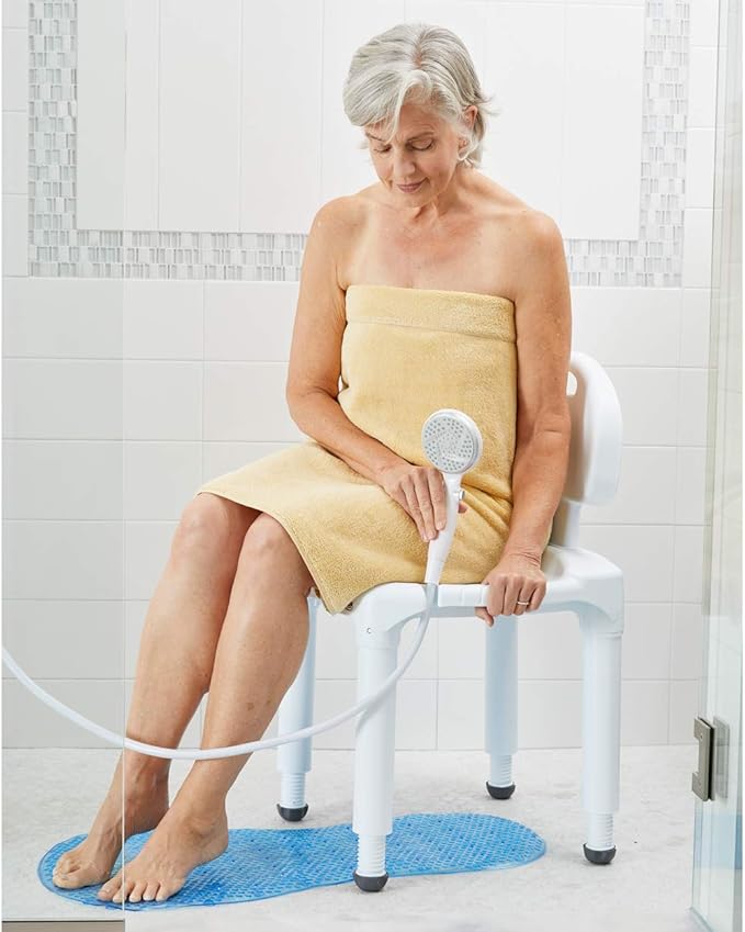 Carex Bath Seat And Shower Chair with Backrest for Seniors, Bath Chair For Elderly, Disabled, Handicap, and Injured Persons, Supports Up To 400lbs, Shower Seat For Inside Shower, Made in USA