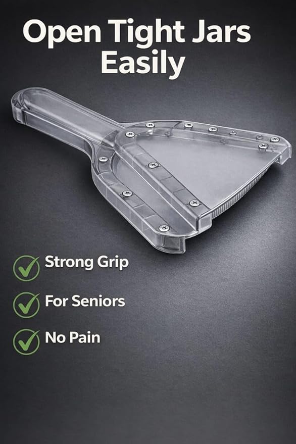 Jar Opener for Seniors | Easy Grip Lid Opener for Weak Hands & Arthritis | Non-Slip PP Plastic with Stainless Steel Core for Small & Medium Jars