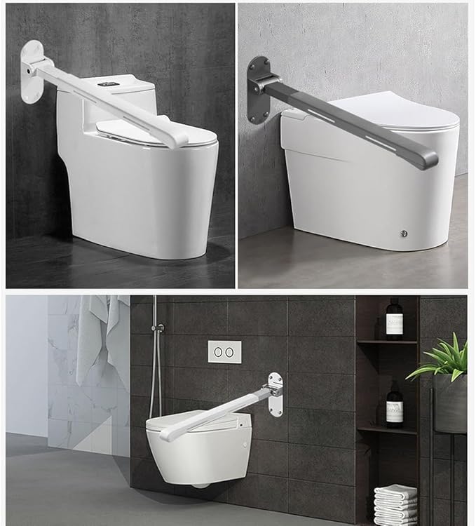 Toilet Grab Bars,Flip up Grab Bars for Bathroom,Folding Grab Bar,Safety Rail Wall Mounted,Non Slip Waterproof Handicap Bars.for Elderly Disabled and Pregnant (White,with Indicators)