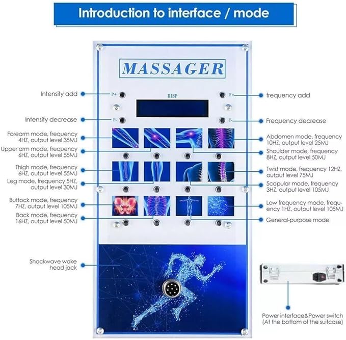 Electric Shockwave Therapy Machine, Shock Wave Therapy Device Body Massager Joint Pain Relief Focused Shockwave Machine Non-Invasive Therapy for Back Golf Elbow Plantar Fasciitis Body Relaxion