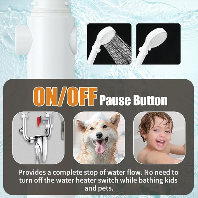 DOILIESE Shower Head with Handheld Spray High Pressure Shower Head with ON/Off Switch, 3-Modes Shower Head with Hose,White