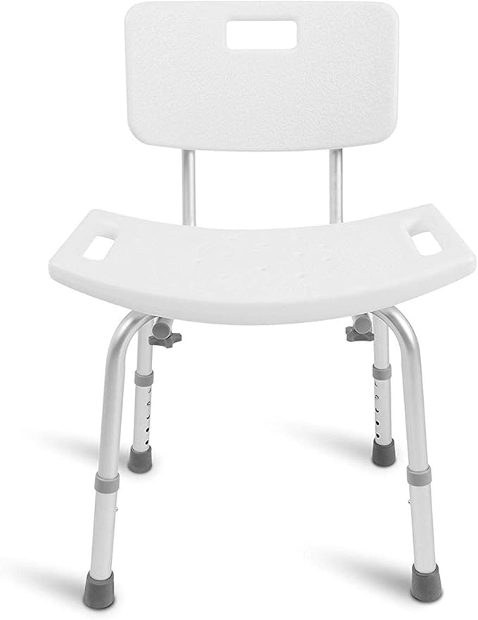 DMI Shower Chair Bath Seat for Tub or Shower Bench for inside shower, Made of Non Slip Aluminum with Plastic Seat, No Tools Needed, Adjustable Height, Holds Weight up to 300 Pounds, Bath Chair, White