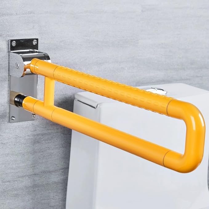 Grab Bars for Toilet, Upgraded 27.6 Inch Handicap Grab Bars for Bathroom - Wall-Mount, Non-Slip Toilet Handles with Glows at Night, Suitable for Elderly Pregnant Women and Disabled (Yellow)
