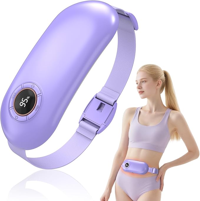 Heating Pad for Period Cramps, 3 Heat Levels and 3 Massage Modes, Portable Heating Pad for Menstrual Cramps, Electric Heat Belt for Women and Girl Stocking Stuffers(Purple)