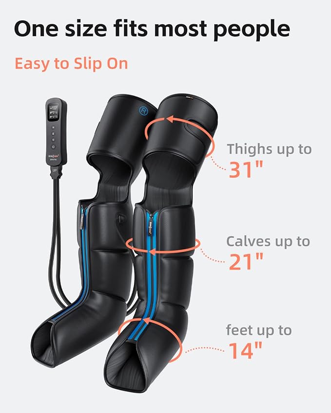 SHINE WELL Leg Massager with Heat and Compression - Air Compression Foot & Leg Massage Machine for Circulation and Pain Relief, Sequential Compression Device for Workout Relaxation, Gift for Mom Dad