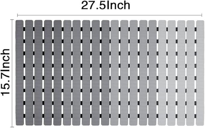 BEMISO Shower Mat Non Slip Bathtub Mat with Suction Cups and Drain Holes 27.5 x15.7 Inch Bath Mat for Tub & Shower.Easy Dry,Easy to Cut,Eco-Friendly
