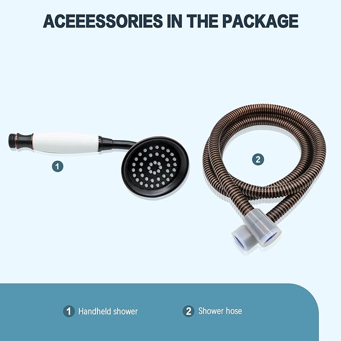 ENGA Vintage Hand-held Shower Rain Sprayer Telephone Shaped Ceramic Shower Head with 59 Inch Hose for Bathroom (Oil Rubbed Bronze)