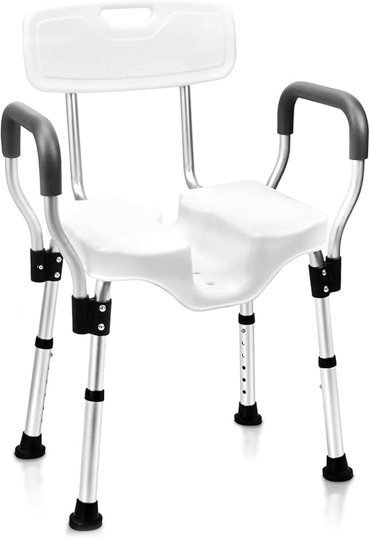 Shower Chair for Inside Shower - U-Shape Shower Chair with Arms for Handicap - Heavy Duty Wide Shower Seats for Elderly, HDB-796E