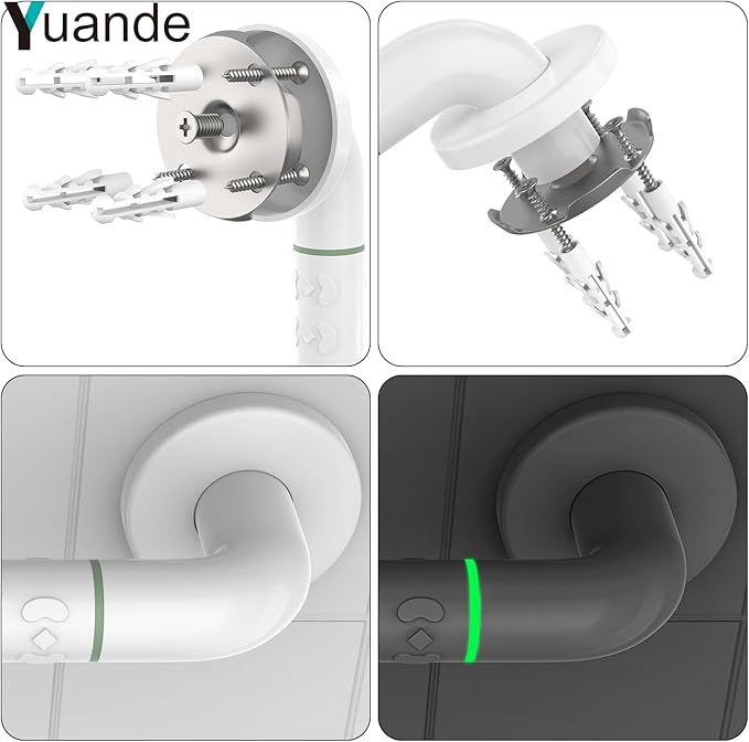 14 Inch Grab Bars for Shower, YuanDe Bath Grab Bar with Anti-Slip Grip and Safety Luminous Circles, Stainless Steel Bathroom Safety Handrail Support, Safety Bar Handle for Disabled Elderly Pregnant