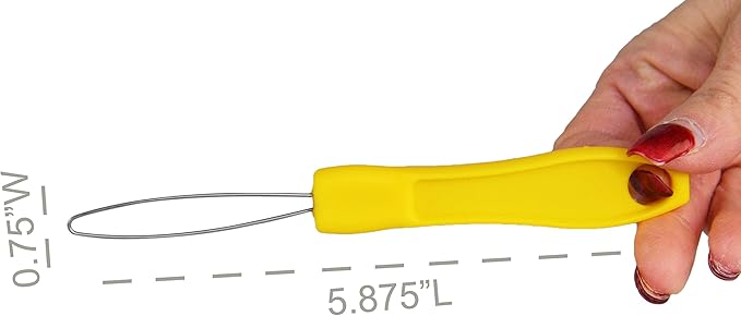 HOME-X Button Hook Helper, Assistance Tool for The Elderly, One-Hand Button Tool- Yellow- 6” L x ¾” W