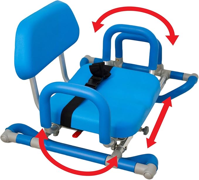 Platinum Health HydroSlide Sliding Shower Chair Swivel Seat for Bathtub, Soft, Padded with industry-exclusive, patented Gap-Bridge safety feature. Padded Armrests. Ideal for Elderly and Seniors (Blue)