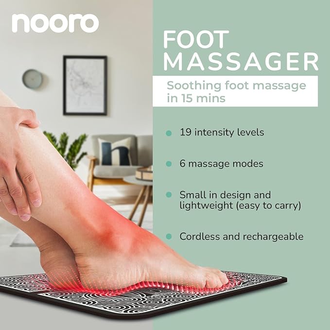 nooro Portable Foot Massager – Soothing Comfort for Tired Feet – 6 Adjustable Vibration Modes & 15-Minute Auto-Timer – Lightweight & Portable for Daily Relaxation