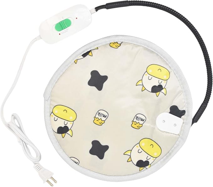 Rabbit Guinea Pig Heating Pad for Small Animal,Squirrel Hedgehog Chinchilla Bed Mat,Fire Retardant Chicks Chicken Heated Bed with Chew Resistant Steel Cord (Grey, Dia 12inch)