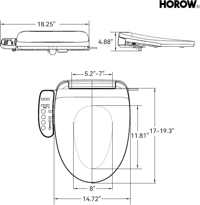 HOROW T0338W One Piece Toilet with Smart Seat, Elongated ADA Height Toilets with Heated Seat, Luxury Smart Toilet with Bidet Built-in, Dual Flush 12'' Rough-in, Standard White Toilet