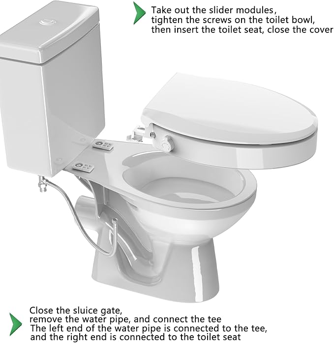 Aünsffer Raised Toilet Seat Bidet 2.91in, Elongated Bidet Toilet Seat, 3 Wash Mode, Soft Close & Quick Release, no Electric, Adjustable Anti-Slip Pad, Home/Commercial Use for Senior, 18.5inch, White