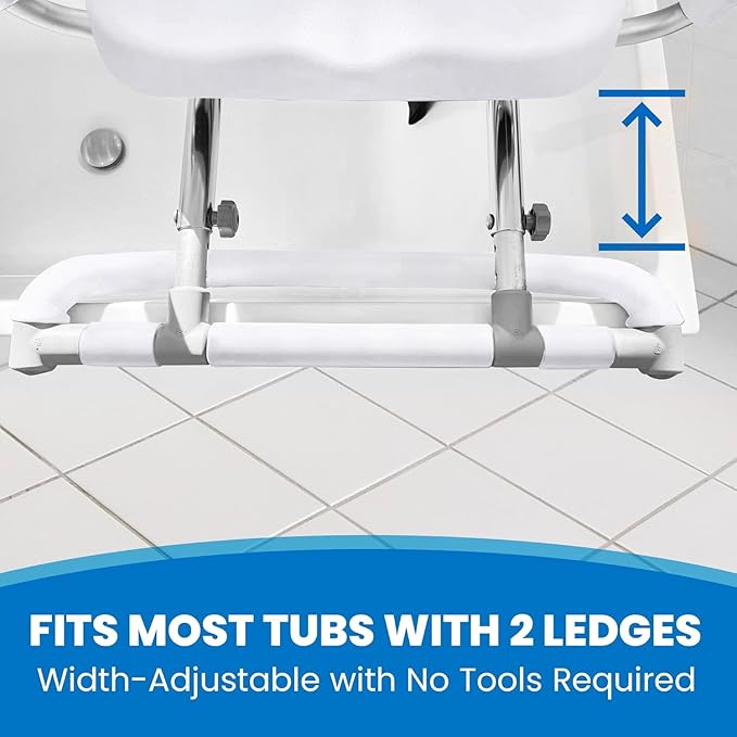 Platinum Health HydroSlide Sliding Shower Chair Swivel Seat for Bathtub, Soft, Padded with Industry-Exclusive, Patented Gap-Bridge Safety Feature. Padded Armrests. Ideal for Elderly and Seniors