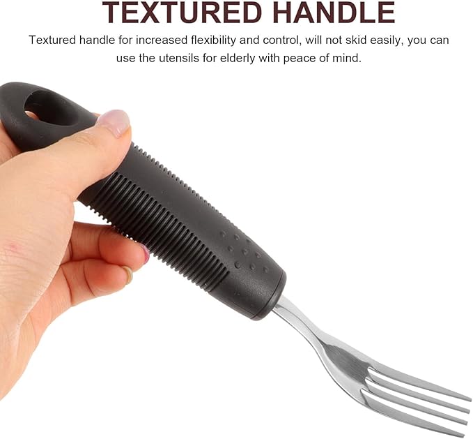 Healifty Anti-Shake Adaptive Utensils Set 3-Piece Weighted Stainless Steel Fork Knife Spoon Tableware for Elderly with Hand Tremors and Weak Grip